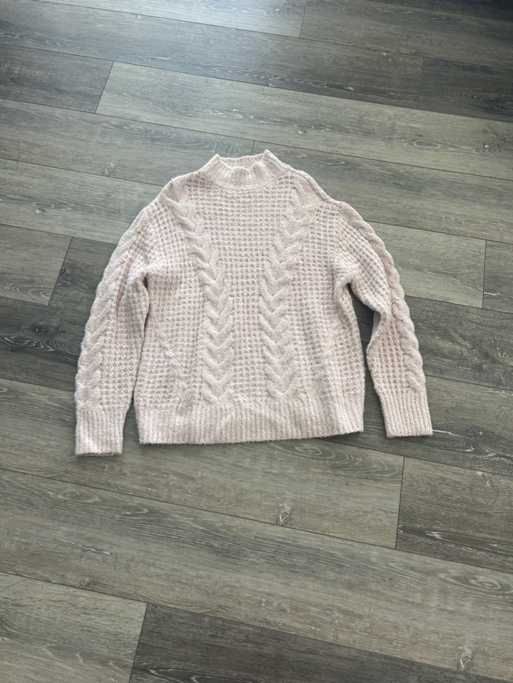 Sonoma Light Blush Cable Turtleneck Sweater